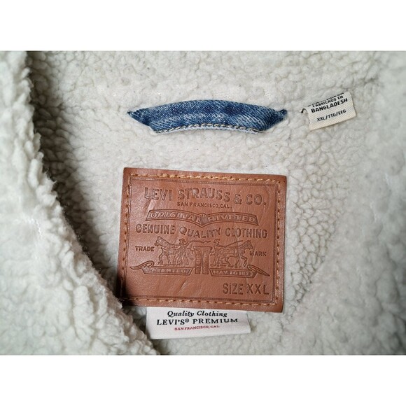 Men's Levis Sherpa Lined Vintage Style Denim Jacket Size 2XL Excellent Condition - Picture 3 of 9